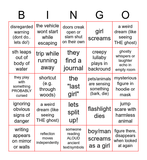 Horror BINGO Card