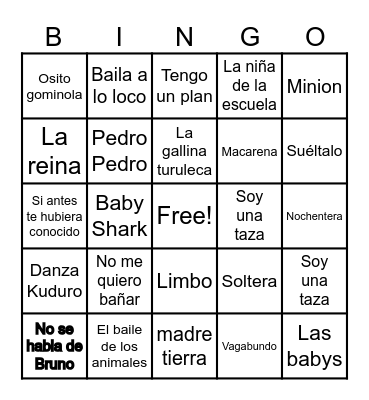 BINGO MUSICAL Bingo Card