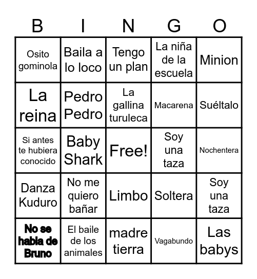 BINGO MUSICAL Bingo Card