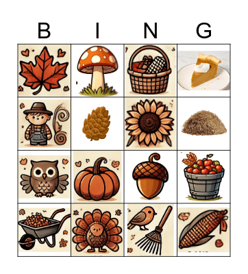 Fall Harvest Bingo Card