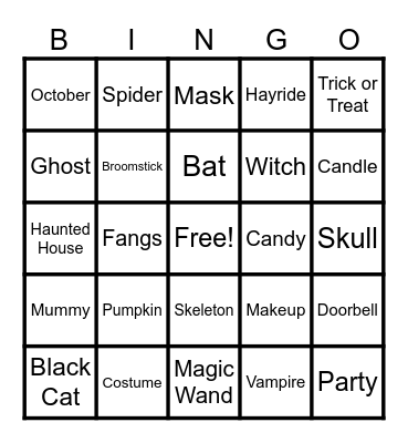 Halloween Bingo Card