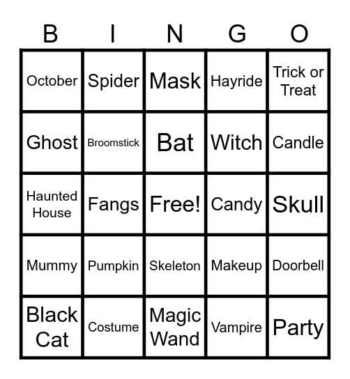 Halloween Bingo Card