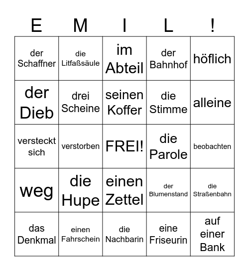 Ich habe gewonnen! Bingo Card