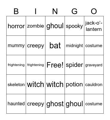 Happy Halloween Bingo Card