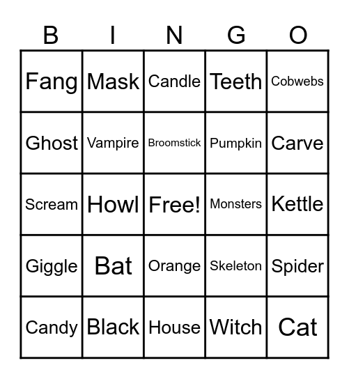 Halloween Bingo - Pals Style Bingo Card