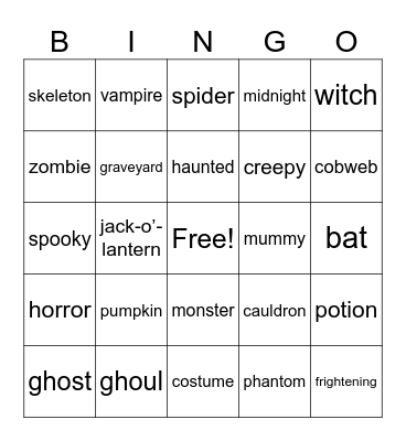 Happy Halloween Bingo Card