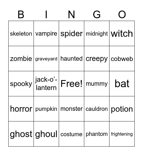 Happy Halloween Bingo Card