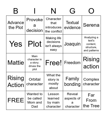 RL. 8.3 AND RL.9-10.3 Bingo Card