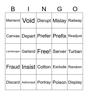 SRP Bingo Card
