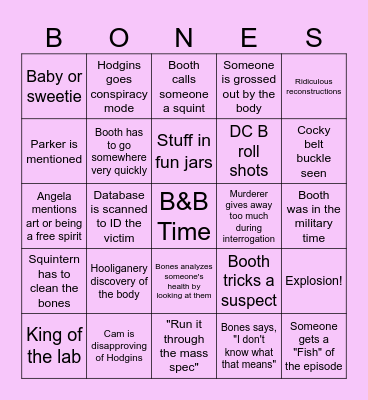 Bones Bingo Card