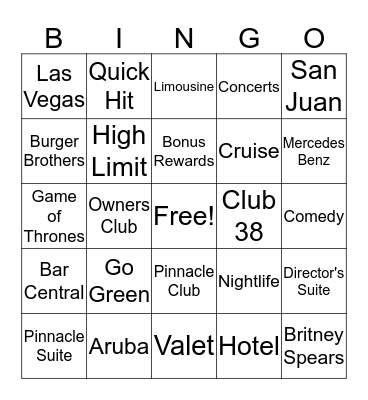 Casino Bingo Card
