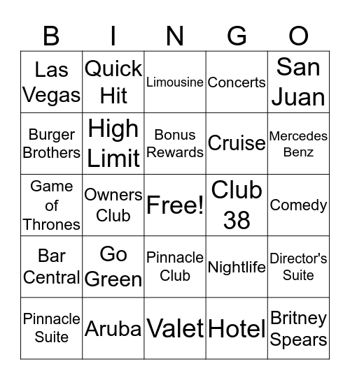 Casino Bingo Card