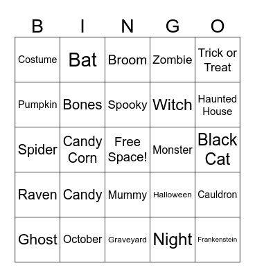 Halloween Bingo Card