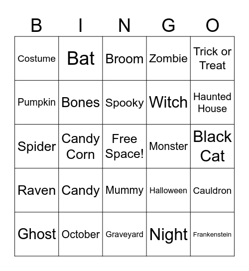 Halloween Bingo Card