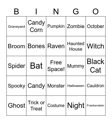 Halloween Bingo Card