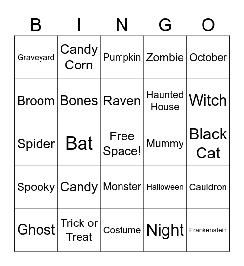 Halloween Bingo Card