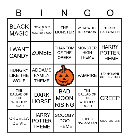 MUSICAL HALLOWEEN BINGO Card