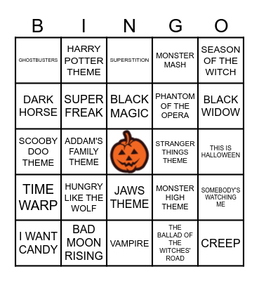 MUSICAL HALLOWEEN BINGO Card