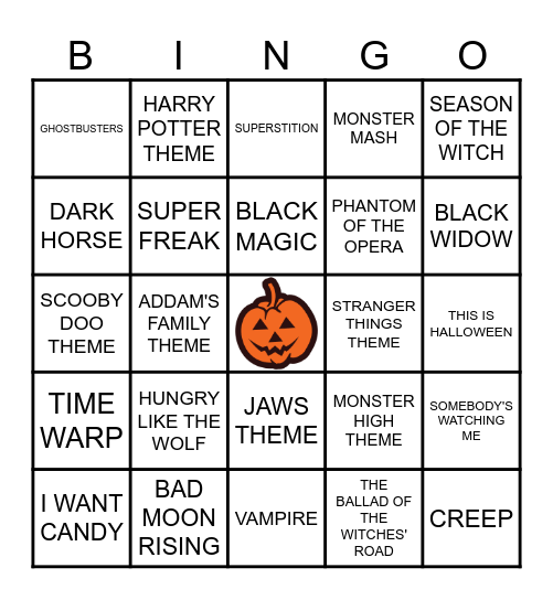 MUSICAL HALLOWEEN BINGO Card