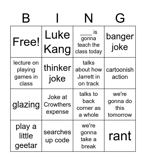 Boces Bingo Card