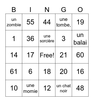 Halloween Bingo Card