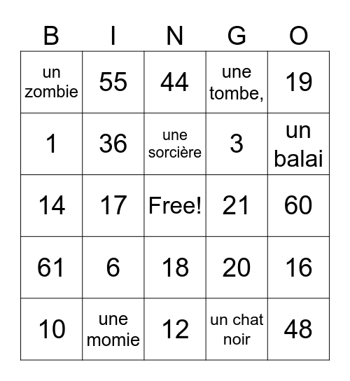 Halloween Bingo Card