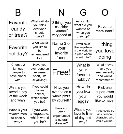 Icebreaker BINGO Card