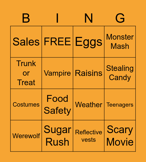 Halloween Bingo Card
