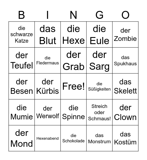 Hexenabend Bingo Card