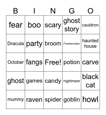 Halloween Bingo Card