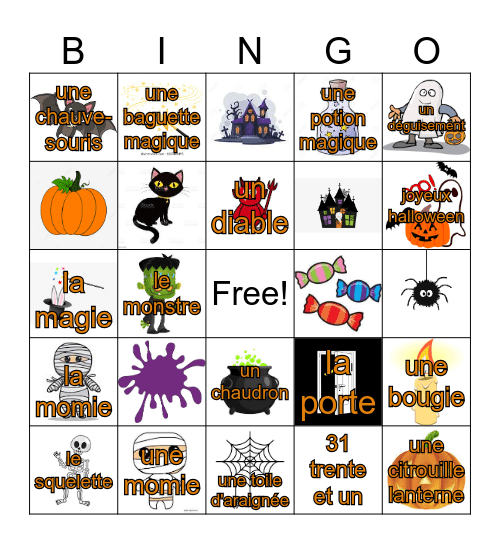 Halloween - French Bingo Card