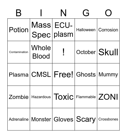 CMSL Halloween Bash Bingo Card