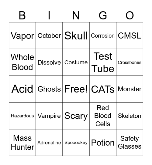 CMSL Halloween Bash Bingo Card