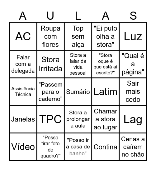 Aulas Bingo Card