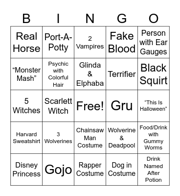 Halloween Bingo Card