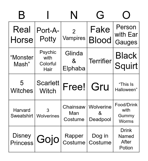 Halloween Bingo Card