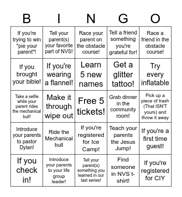 Fall Party Party Bingo Card