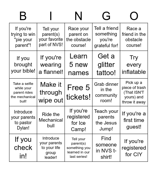 Fall Party Party Bingo Card