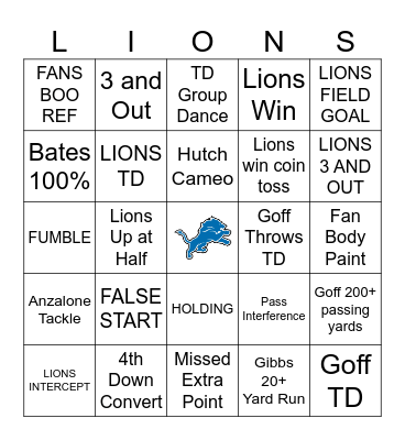 LIONS BINGO 2024 Bingo Card