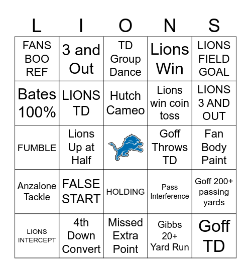 LIONS BINGO 2024 Bingo Card