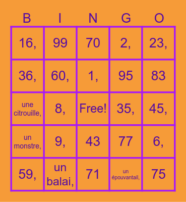 Halloween Bingo Card