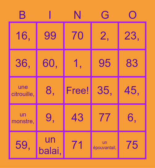 Halloween Bingo Card