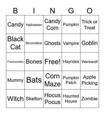 Halloween Bingo Card