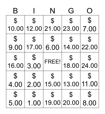 Money  Bingo Card