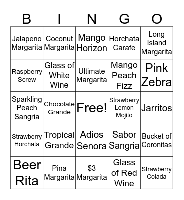 CAFE SABOR BAR Bingo Card