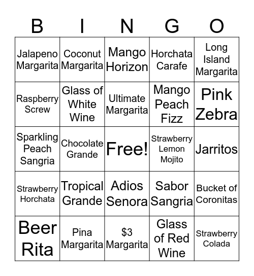 CAFE SABOR BAR Bingo Card