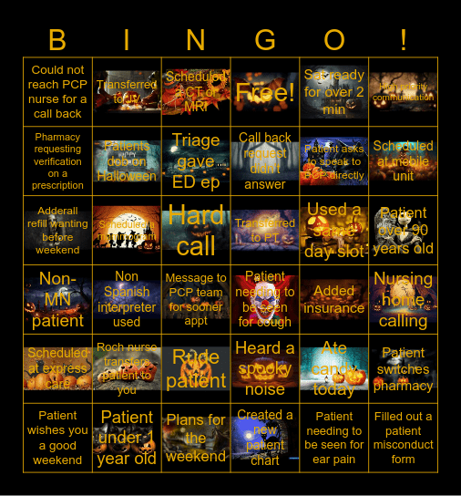 Bingo 11/1/2024 Bingo Card