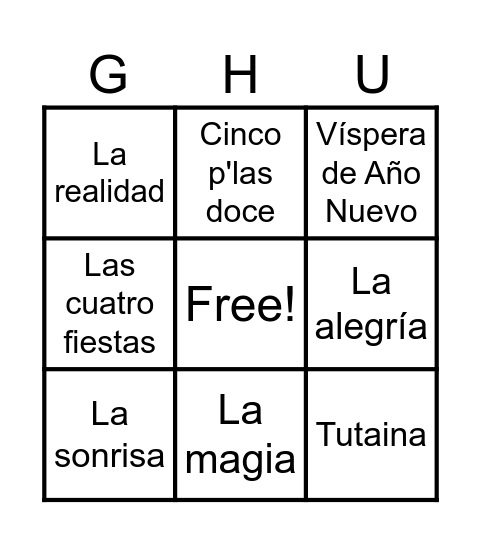 BINGO MUSICAL Bingo Card