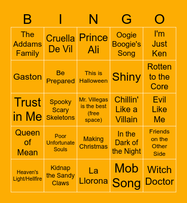 Halloween Bingo Card