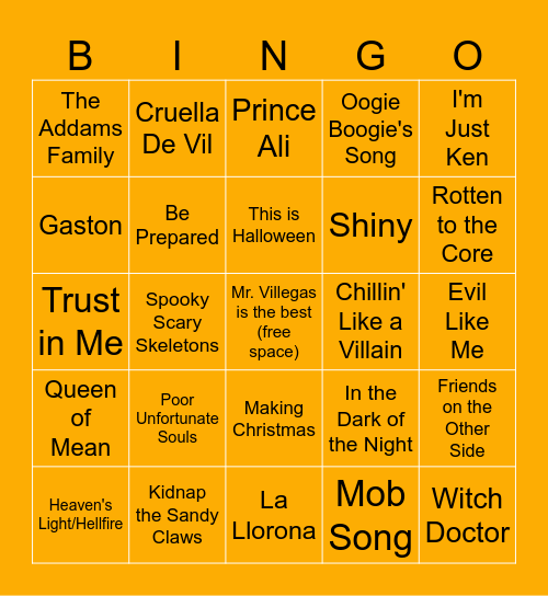 Halloween Bingo Card